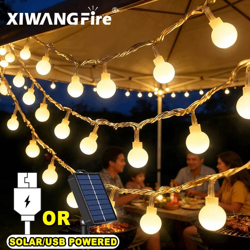 Outdoor Camping Tent - أضواء خيطية تعمل بالطاقة الشمسية/USB/البطارية بطول
