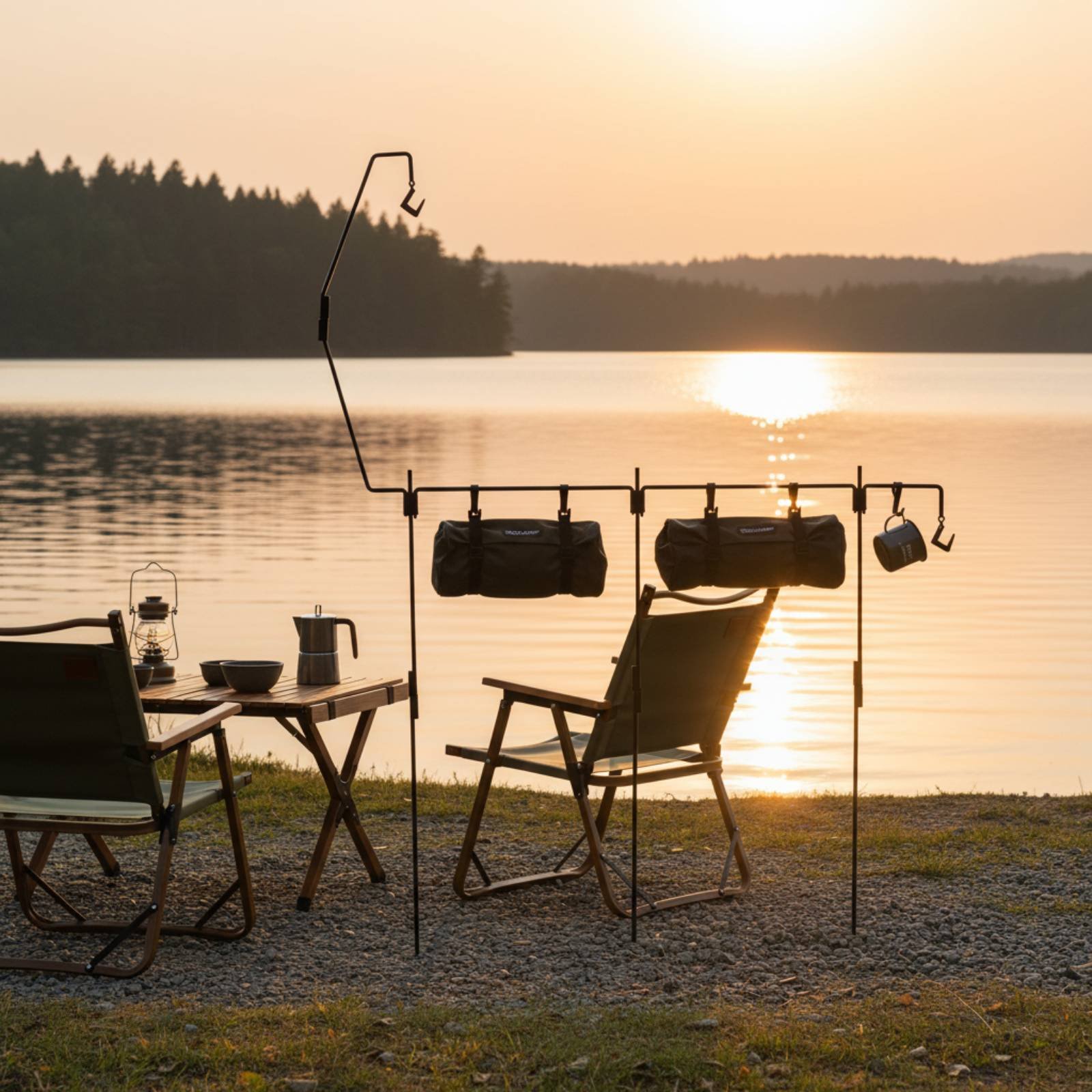 Outdoor Camping Kitchen - حامل فانوس للتخييم سهل التجميع، عمود