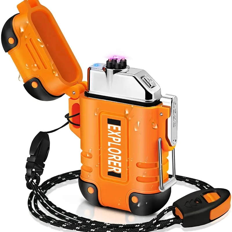 Outdoor Windproof Lighter - 2023 جديد مقاوم للماء مزدوج قوس