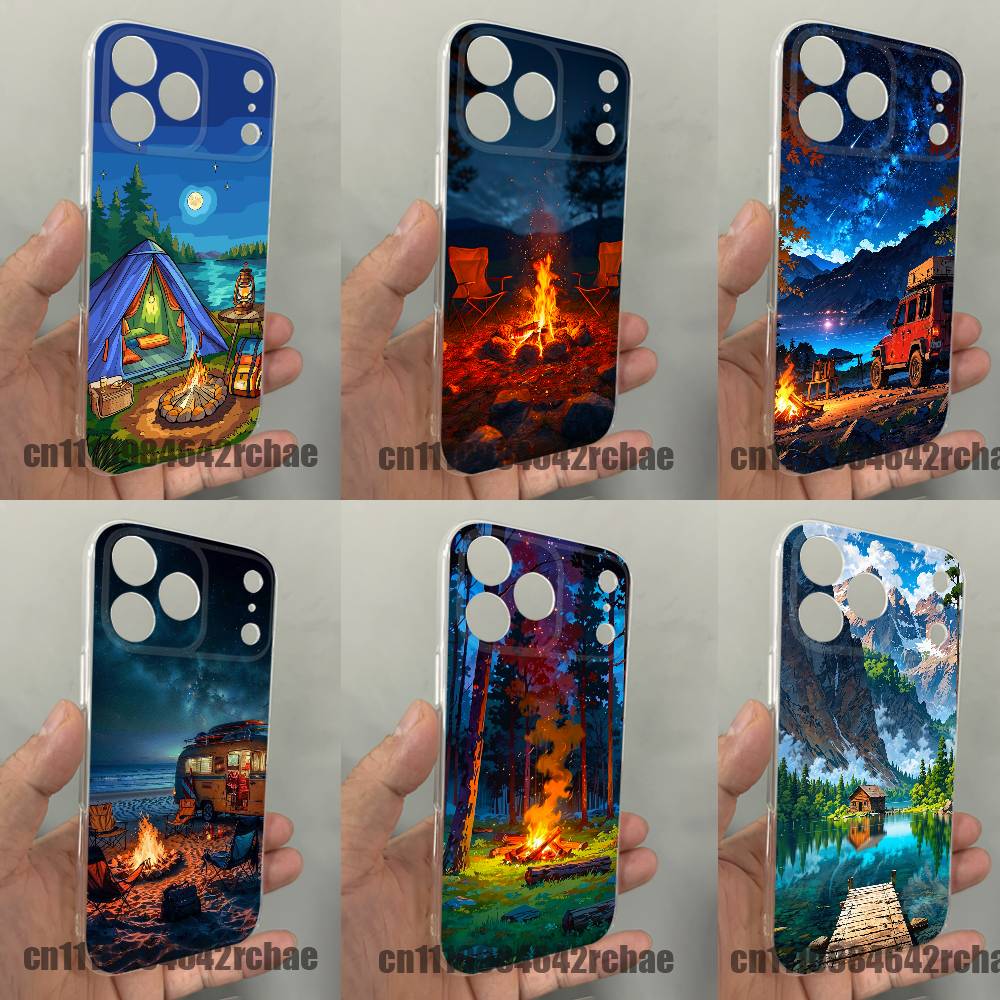 غطاء هاتف بتصميم نار المخيمات  - مراجعة Outdoor Camping Wallpaper وسعره