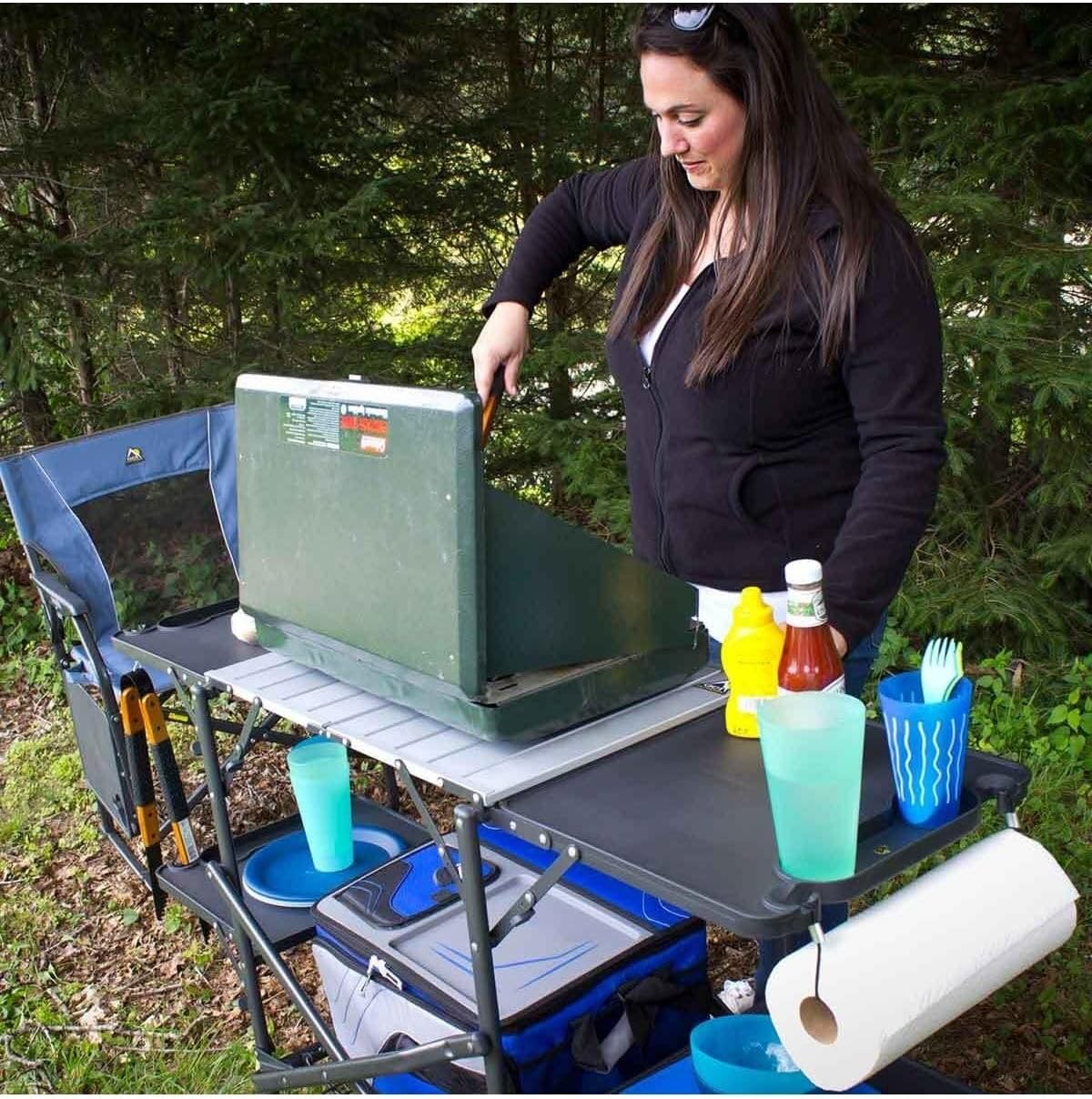 طاولة مطبخ محمولة قابلة للطي م - مراجعة Outdoor Camping Kitchen وسعره