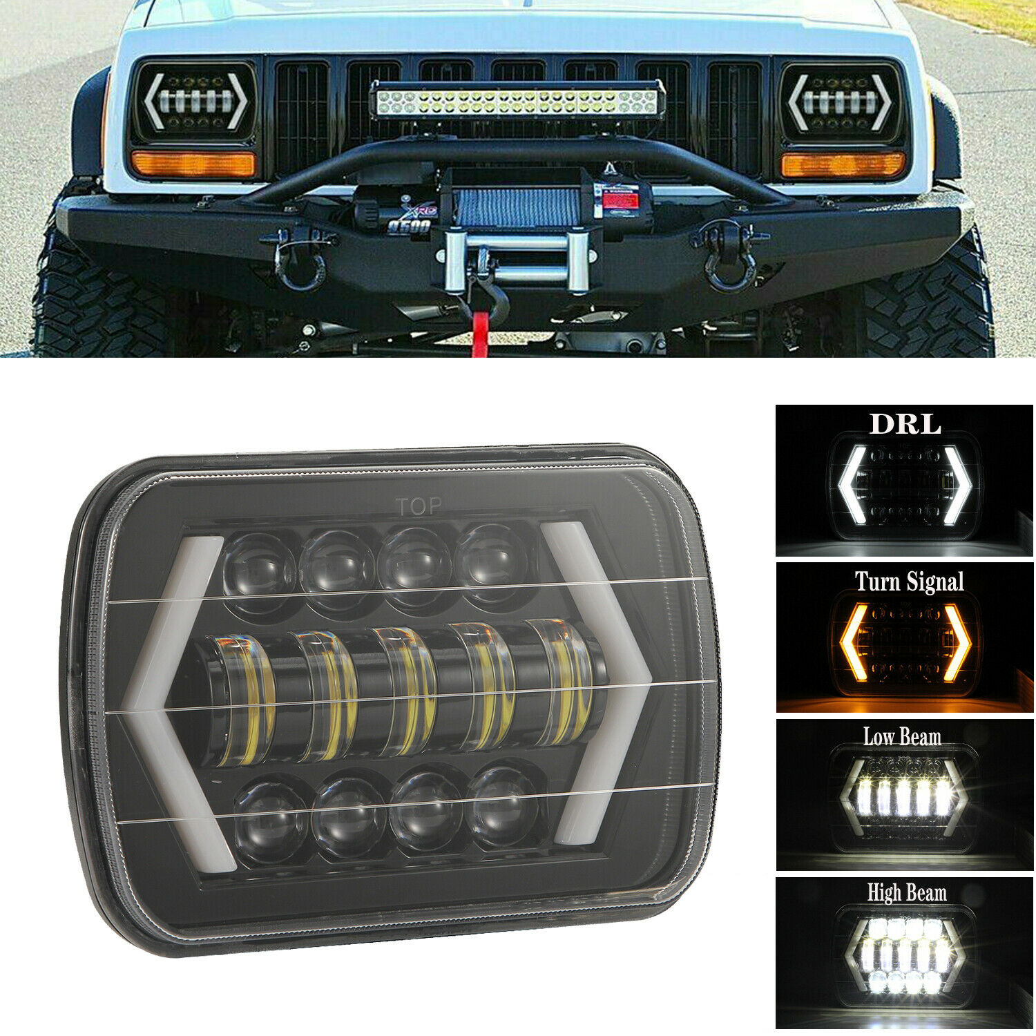 مصباح أمامي LED مربع للسيارة م - مراجعة Outdoor Camping Jeep وسعره