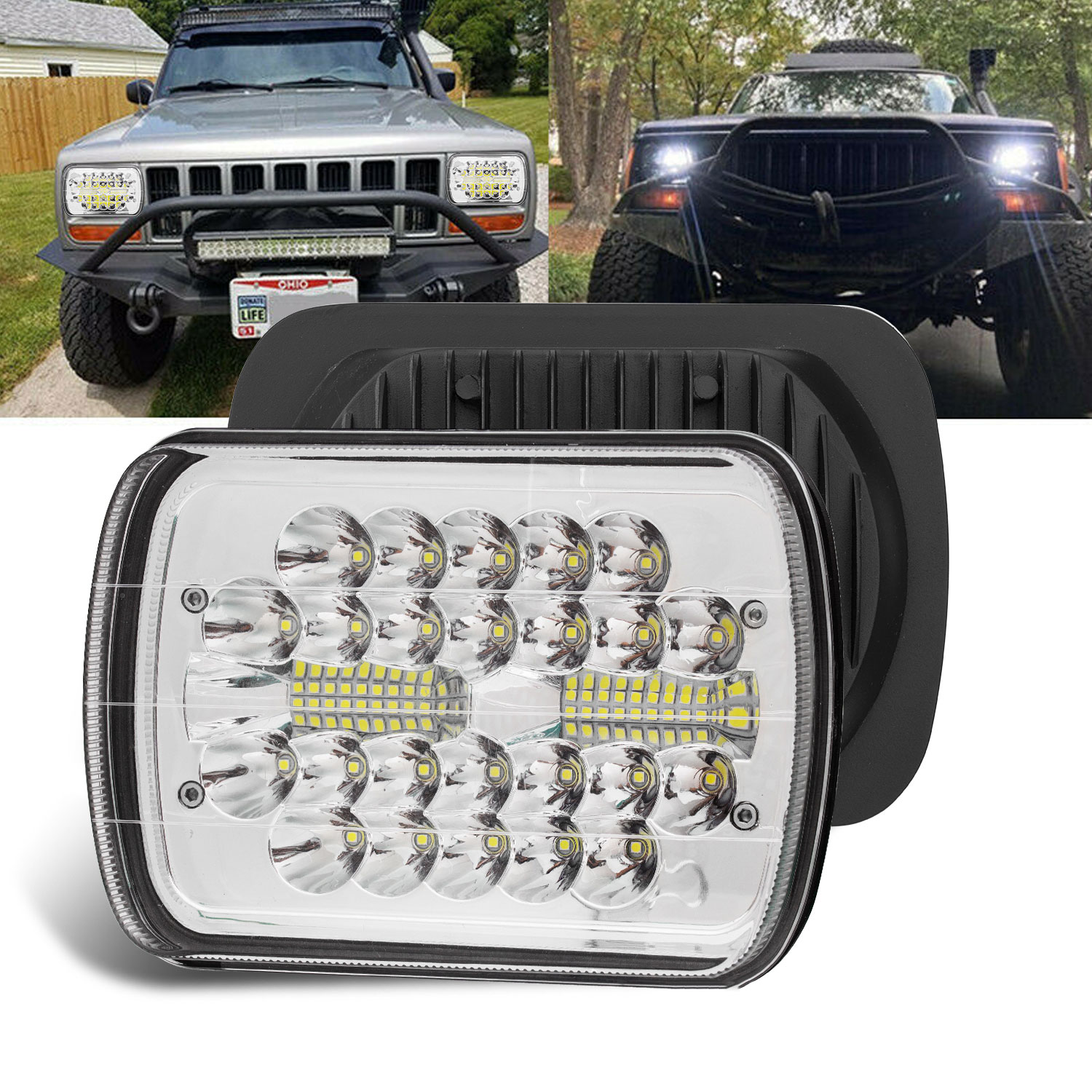 مصباح أمامي LED مربع للسيارة م - مراجعة Outdoor Camping Jeep وسعره