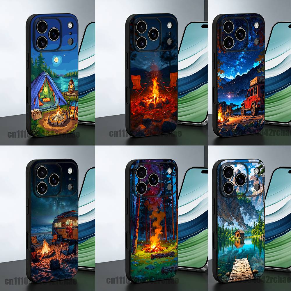 غطاء هاتف بتصميم نار المخيمات  - مراجعة Outdoor Camping Wallpaper وسعره
