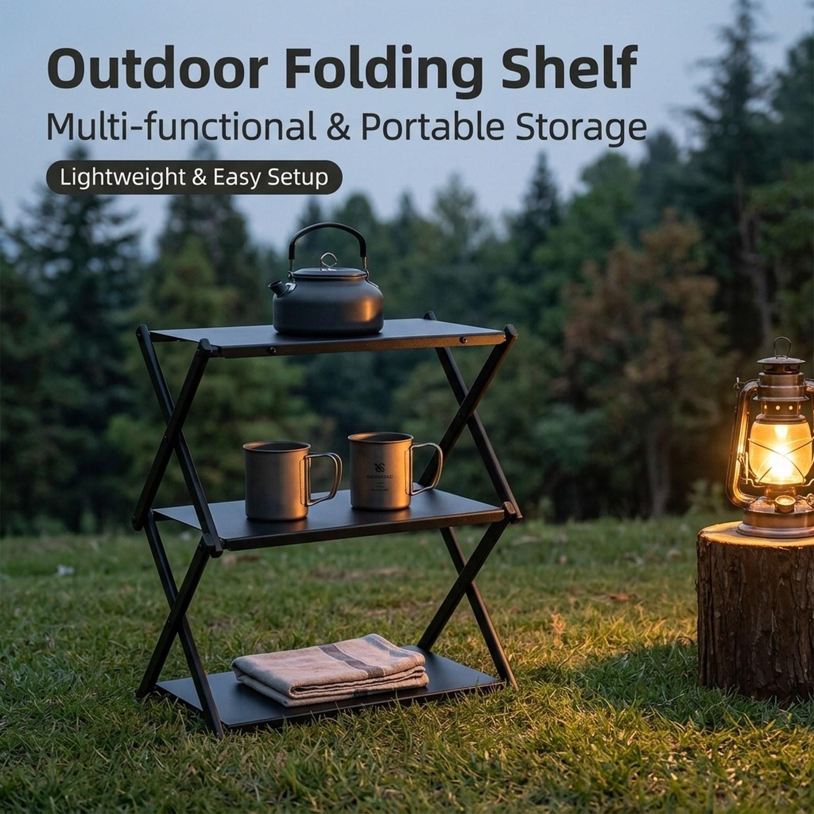 طاولة قابلة للطي محمولة مع رف  - مراجعة Outdoor Camping Table With Storage وسعره